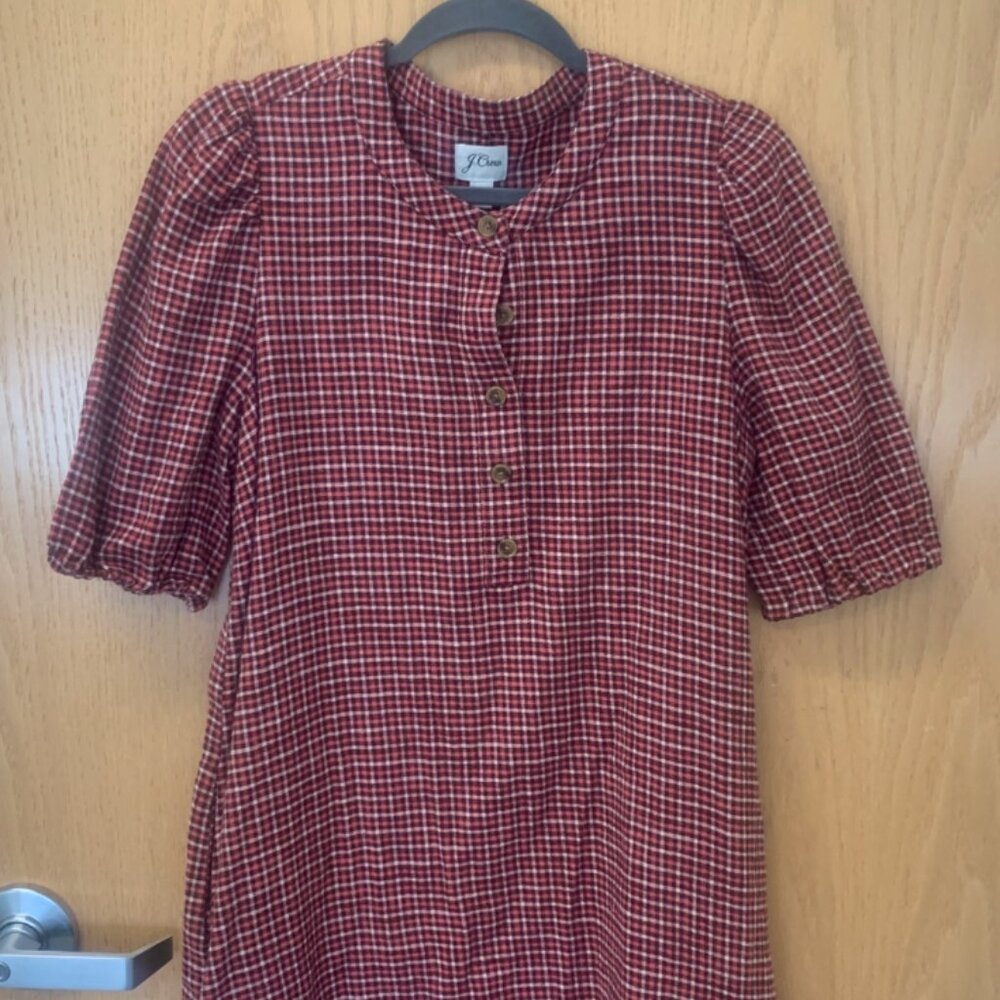 J.Crew Red Gingham Mini Dress (S) | Prairie Soft Grunge Academia Prairie